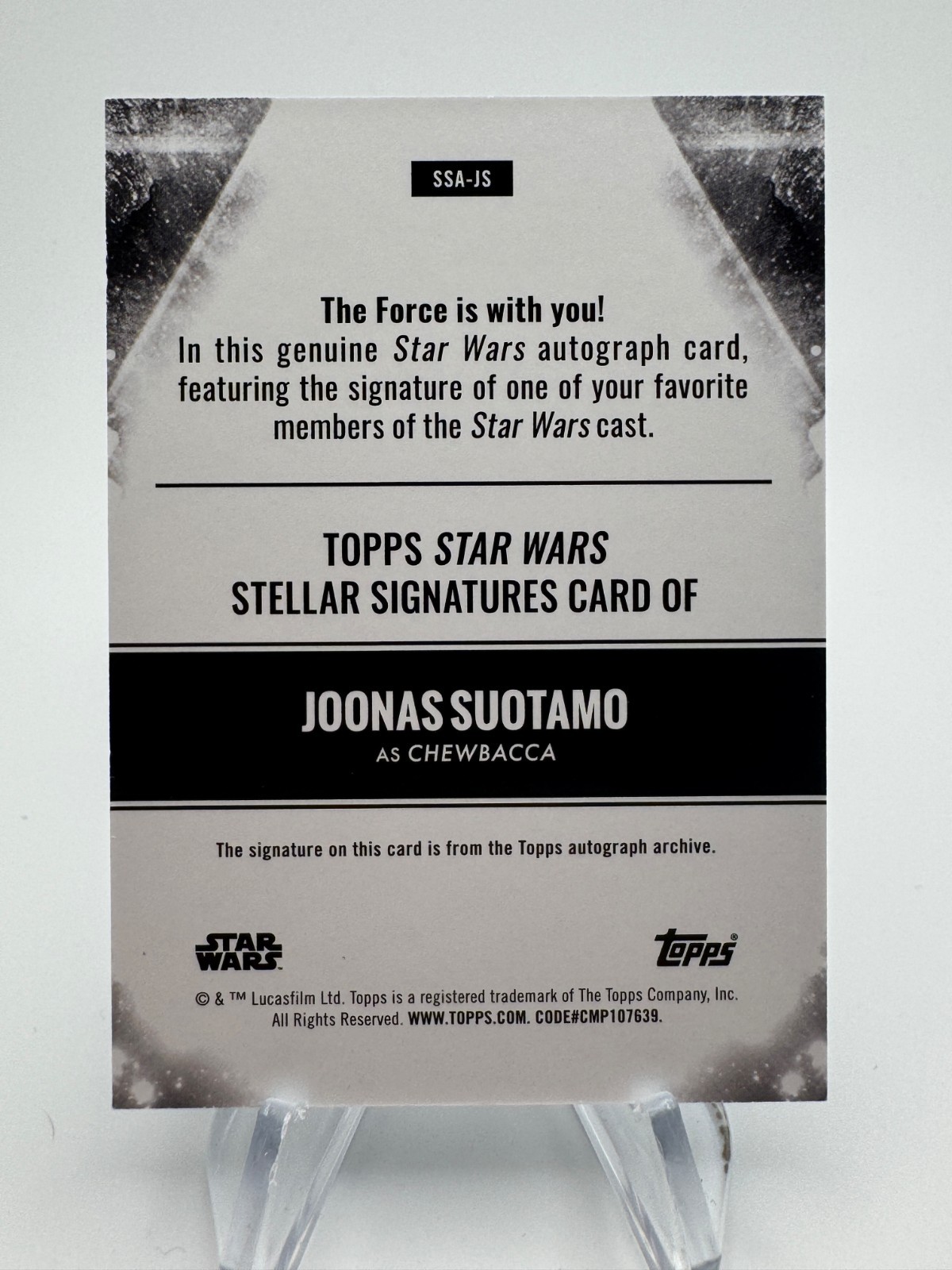 Smugglers Outpost JOONAS SUOTAMO as CHEWBACCA Stellar Signatures Blue Auto /25 view 3