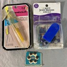VINTAGE Lot 3 Sewing Notions ~ Metal Snaps, Mend a Knit tool, Jeans Buttons tool — photo 1