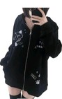 Cat Ear Hooded Sweatshirt for Women Y2K Oversized Cute Kitten Print Women's Med