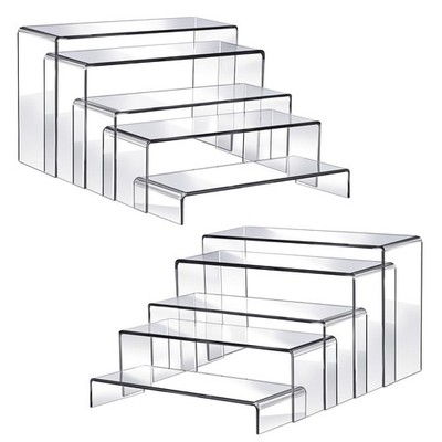 Fixwal 10pcs 2 Set Acrylic Risers for Display Clear Perfume transparent 