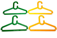 Rare Vintage Ingrid Chicago Hangers Set of 4 Yellow  Green 1970s Pop Art Space
