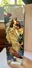 Tiffany Style Cats Glass Vase Handpainted Stained Glass Vintage