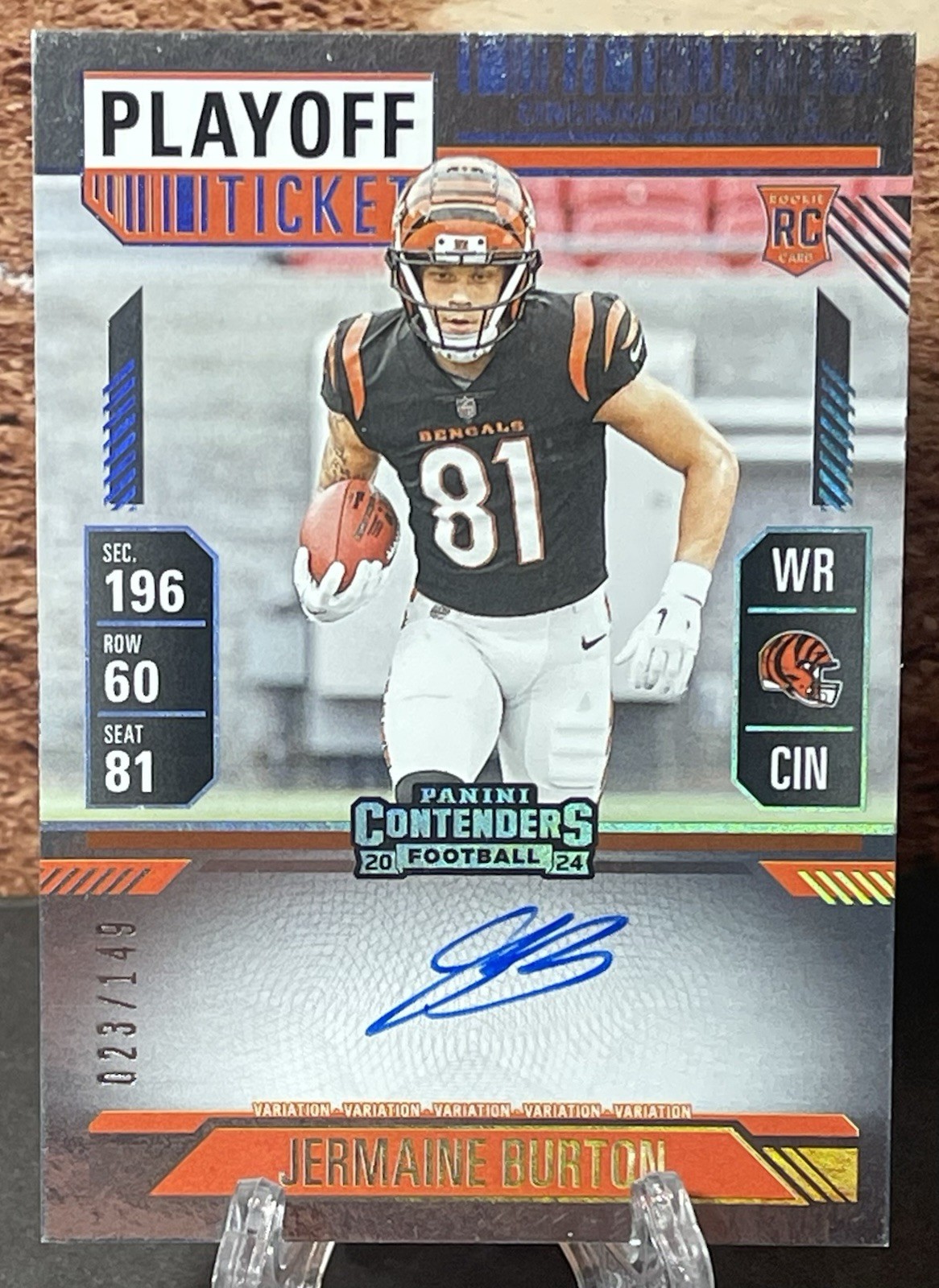 2024 Panini Contenders Jermaine Burton Rookie Playoff Ticket Auto /149 Bengals