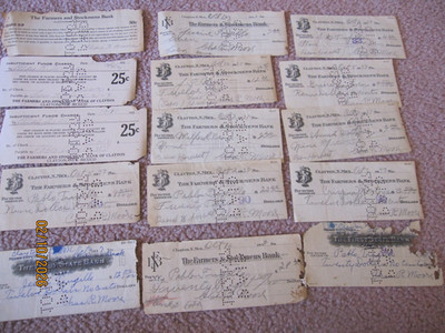 1930's canceled checks Clayton, Union County, NM The Farmers and Stockmens Bank