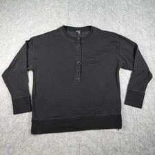 Athleta Sweatshirt Women Medium Black Balance Henley Long Sleeve Casual