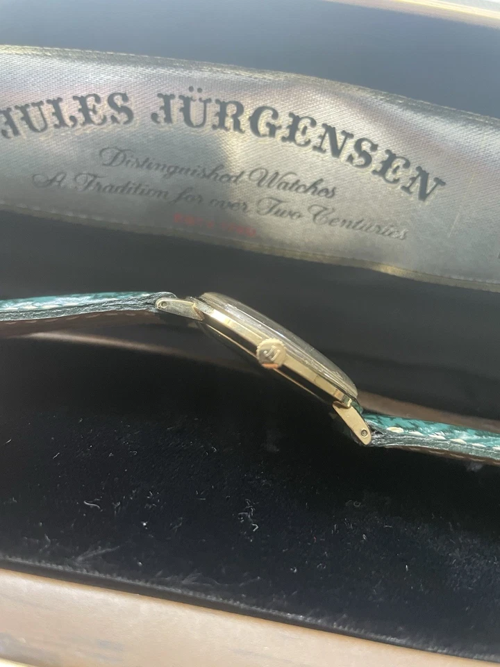 VINTAGE AUTHENTIC 14KT GOLD JULES JURGENSEN SWISS MENS WATCH - Image 4 of 4