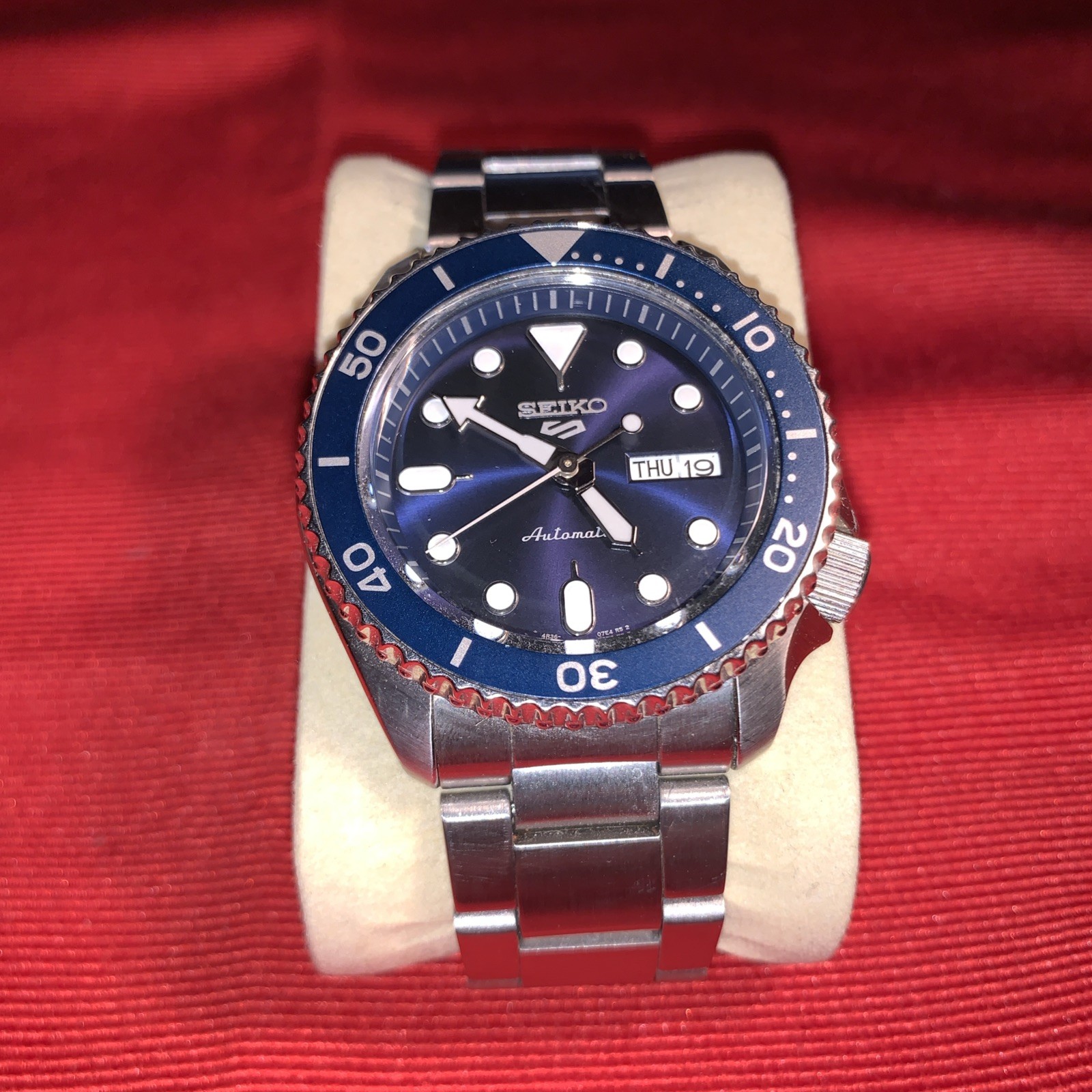 Automatic SKX Men’s Sports SSK003K1 5 GMT Exhibition Dial Back Blue Watch SEIKO - vintagewatches.pk