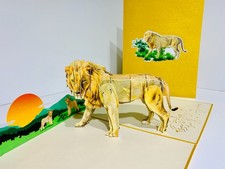 Origami Pop Cards Lion - The King of the Jungle - Super Star Leo Happy Birthday