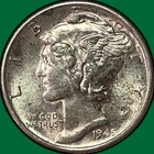 1945-S Mercury Dime Brilliant Uncirculated BU Coin #38595