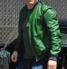 Blouson cuir bomber vert homme pure peau d'agneau taille S M L XL XXL 3XL sur...