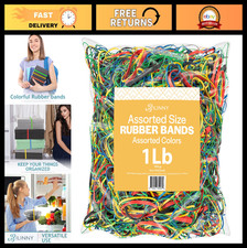 Assorted Rubber Bands - Multiple Sizes Colors, 1 LB Pack, Made in USA