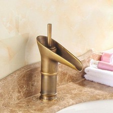 Bamboo Waterfall Bathroom Faucet Antique Bronze Single Handle Vessel Sink Mixer
