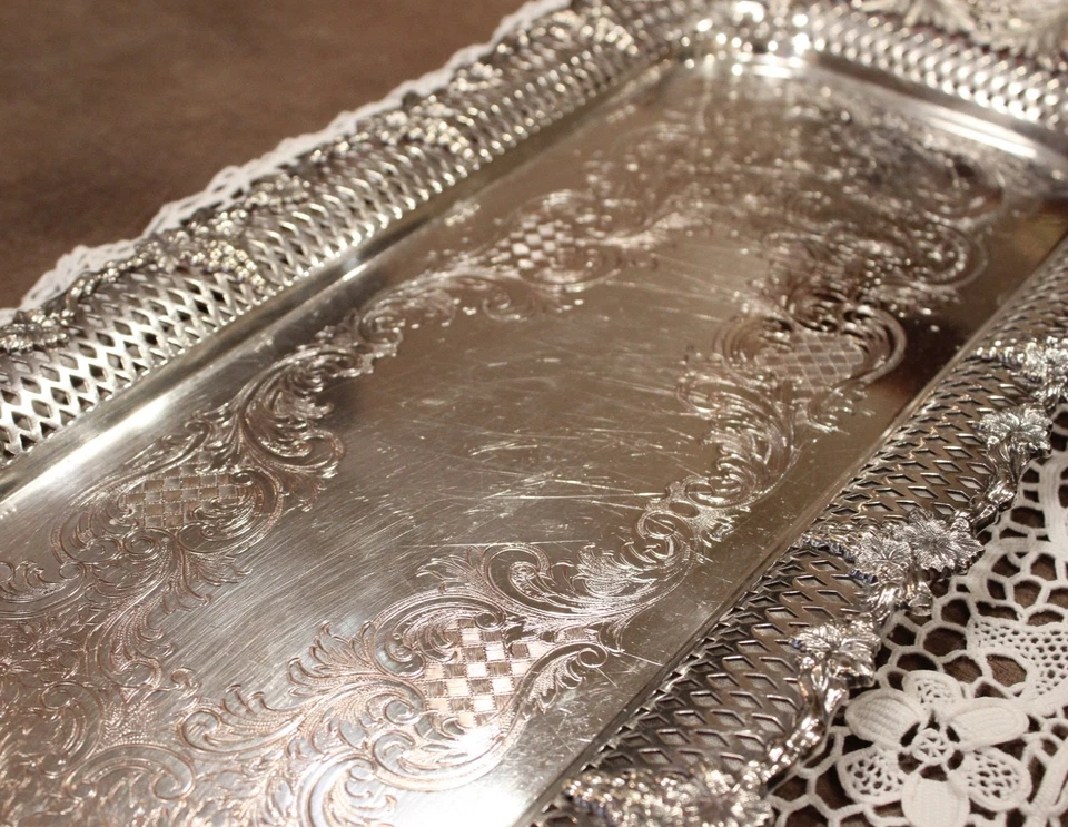 ¡Gran Scott! Bandeja de galería plateada de colección - Reproducción Sheffield en cobre Foto 2 de 4