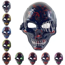 Unisex Scary Horror Skull LED Light up Mask Face Covers Halloween Party Cosplay