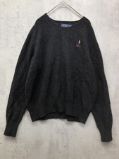 Ralph Lauren Wool Sweater Embroidery Charcoal Size M Used Japan