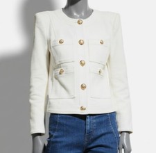 Veronica Beard Women's White Ferazia Textured Cotton-Blend Jacket Size 6