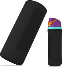 Silicone Water Bottle Boot for Owala FreeSip 24oz, Full 709.7 Ounces, Black 