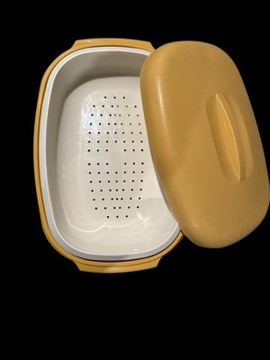 Vintage Tupperware 3pc Microwave Steamer Container Gold 1273-8 1274-3 1275-6