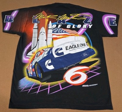 Vtg 90's NASCAR Mark Martin Valvoline T Shirt Sz L All Over Print Blaze Of Glory