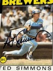 Ted Simmons signed 1986 Topps #237 Milwaukee Brewers auto Baseball Card PSA/DNA