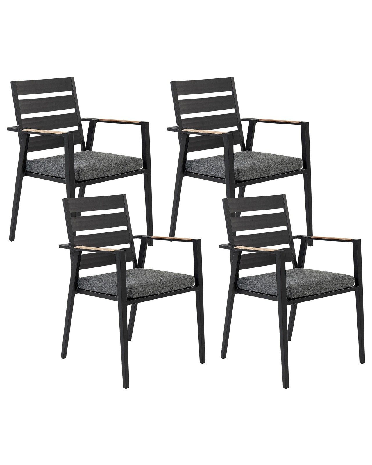 Set di 4 sedie da giardino con cuscini TAVIANO Nero Metallo