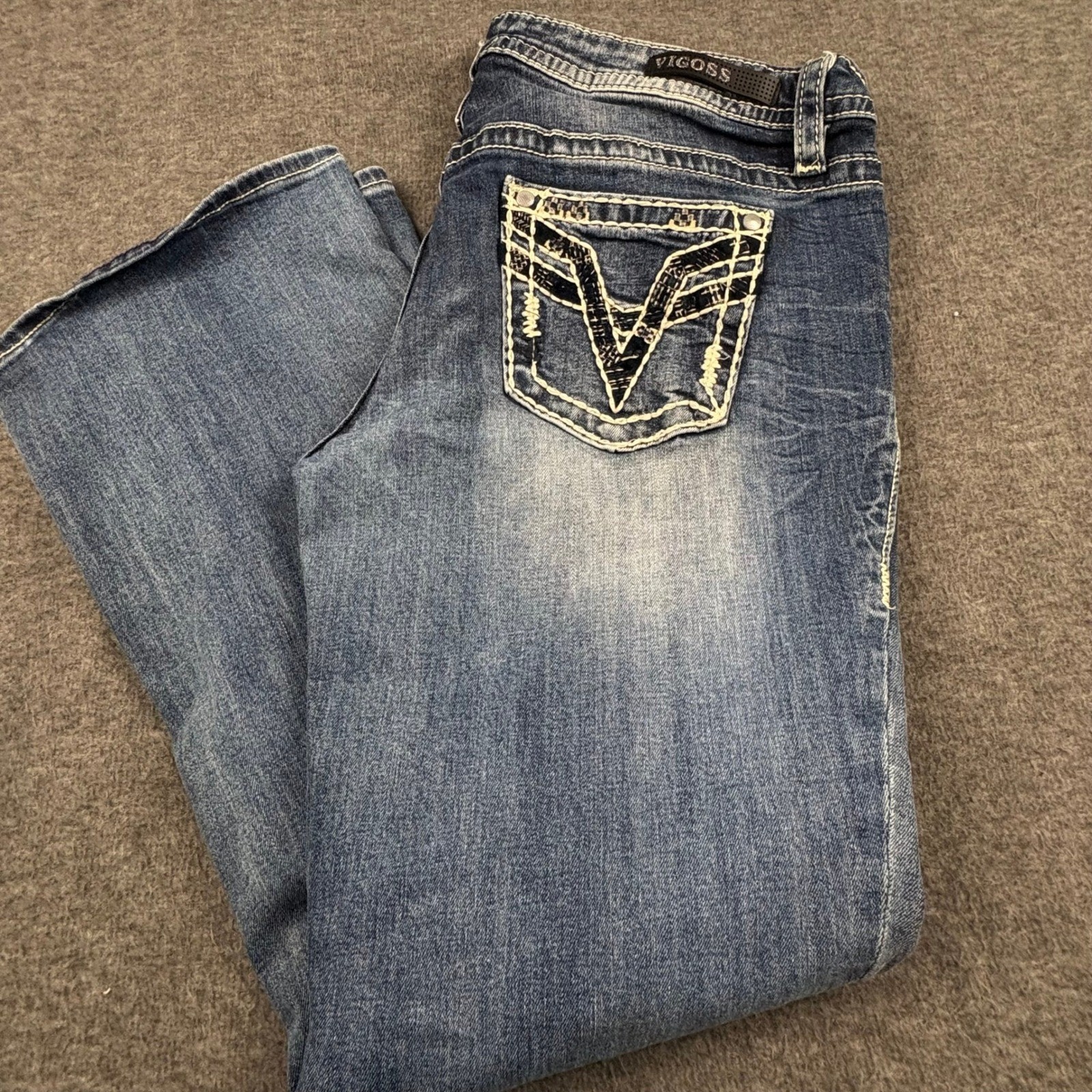 VIGOSS Heritage Fit Bootcut Jeans Heavy Stitch Women S12 L30 (inseam 28") Chic