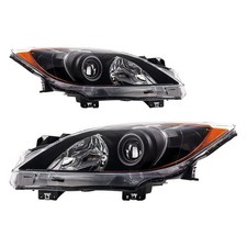 Headlight Assembly Pair, Compatible with 2010-2013 Mazda 3 2.0/2.5L, Chrome H...