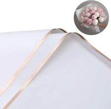 Flower Bouquet Wrapping Paper Waterproof Floral Gift Packaging 20 Sheets White