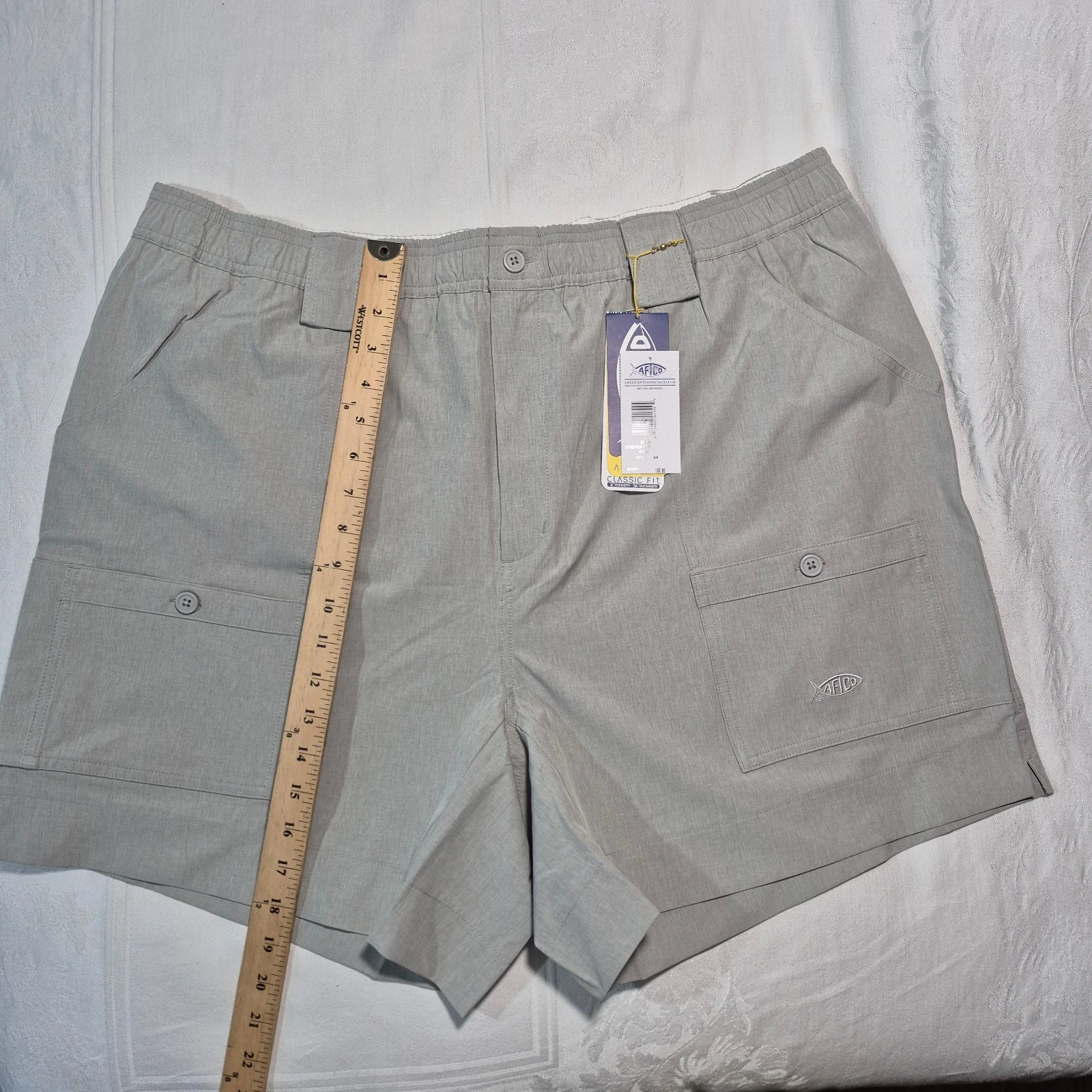 NWT AFTCO Men's Stretch Original Fishing Shorts OFS 44x6 GRAY