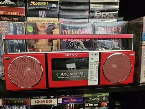 Sony Cfs9 Boombox/Radio Cassette Player  Rare Cherry RED *FOR PARTS OR REPAIR*