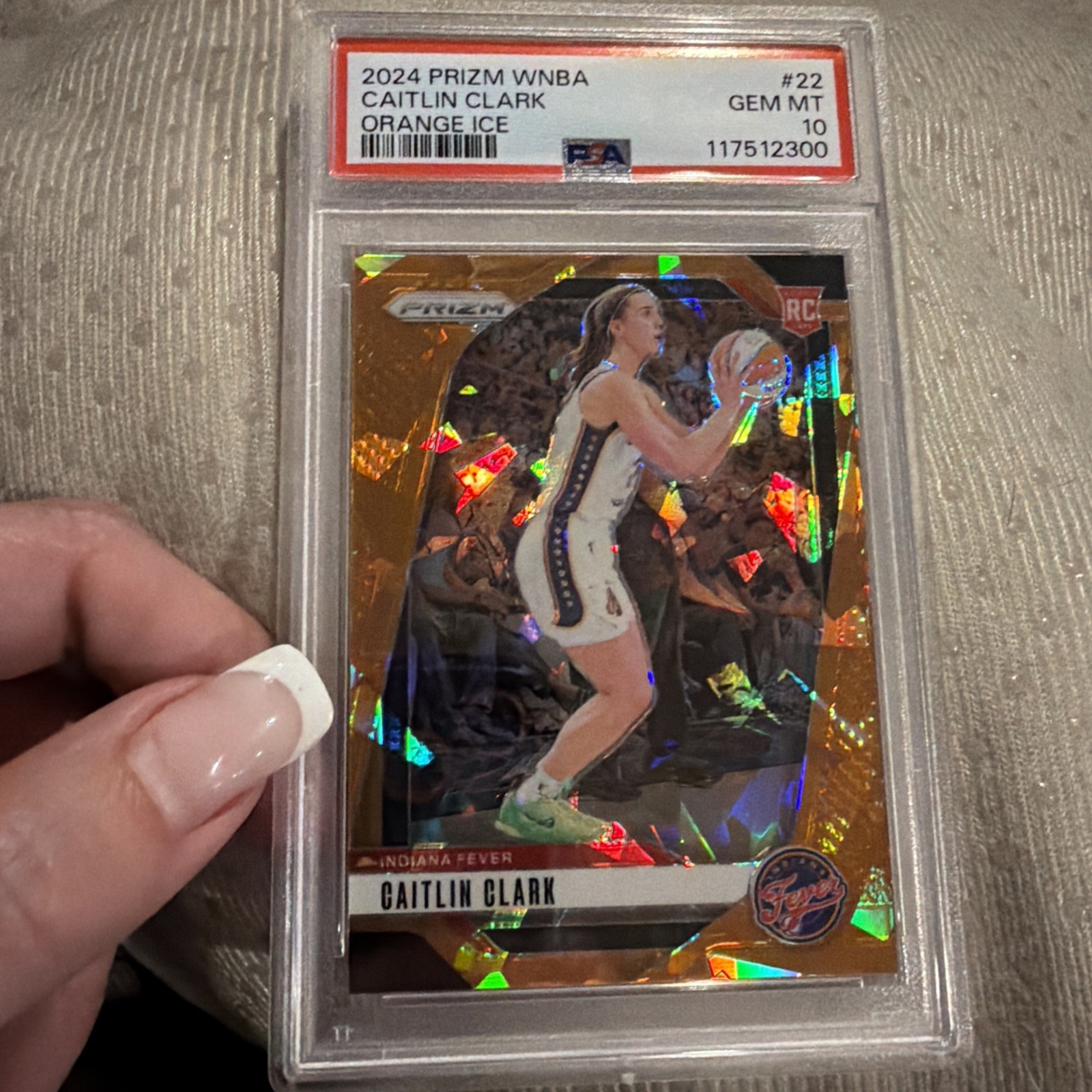 2024 PANINI PRIZM WNBA ORANGE ICE #22 - CAITLIN CLARK - ROOKIE RC PSA 10 GEM MT 