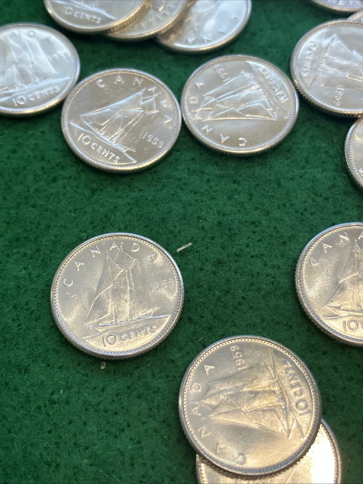 Canada 1959 Silver Dime Roll/tube Of 50 BU - Image 3 of 4