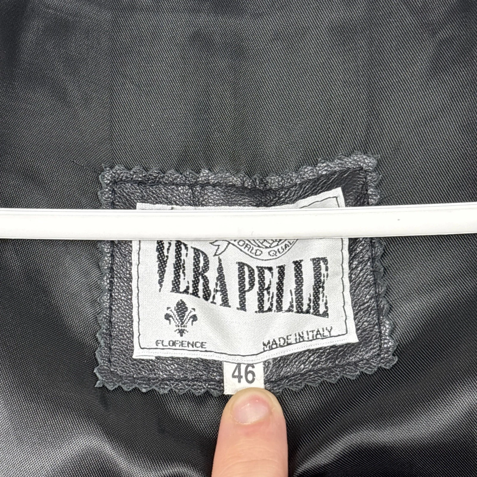 Vintage Vera Pelle Leather Jacket Men's 46 Black Biker Bomber Coat Made In Italy image 5