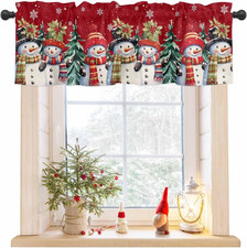 Christmas Valance for Windows Snowman Curtains Valances Rod Pocket Valance Windo