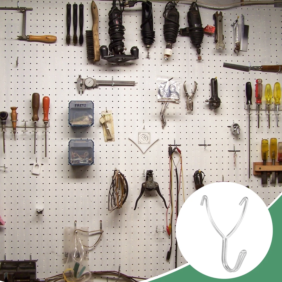 10Pcs Pegboard Hooks, 1.6 Inch Spacing Peg Board Display Hook, Silver - Image 4 of 4