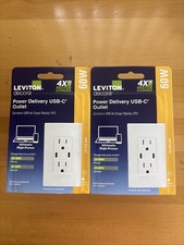 USB Wall Outlet High Power Dual Type-C w/ Power Delivery 60W 6A 2 Pack
