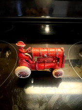 1930s Antique Cast Iron Small Toy Tractor 3   Arcade Red Paint Farmer Nice   