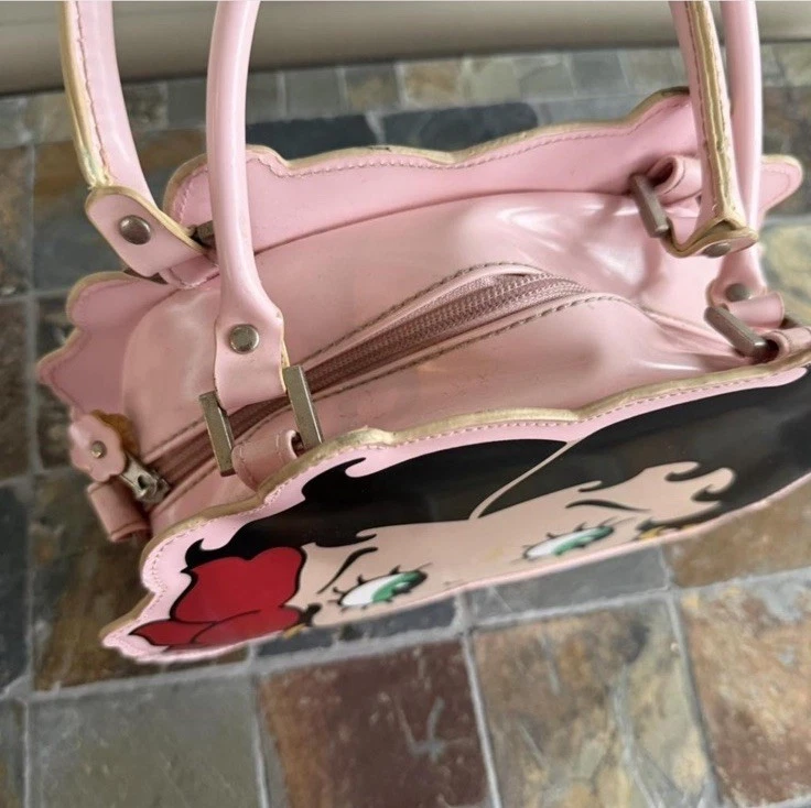 Bolso de mano Betty Boop vintage novedad negro rosa imitación cuero Foto 4 de 4