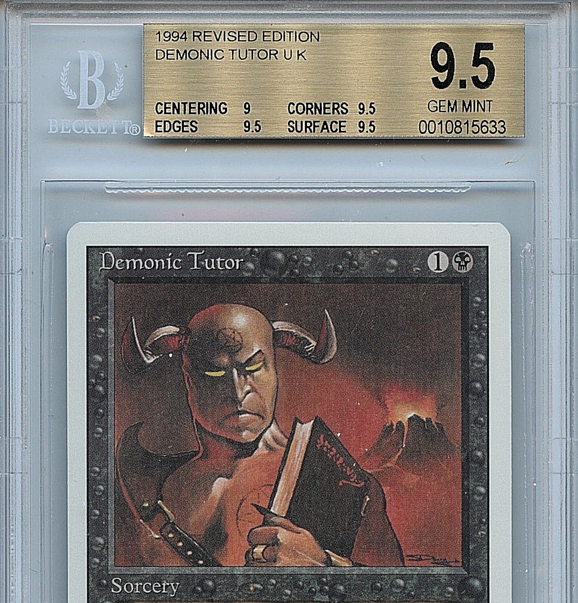 MTG Revised Demonic Tutor BGS 9.5 Gem Mint Magic Card MTG Revised Demonic Tutor BGS 9.5 Gem Mint Magic Card