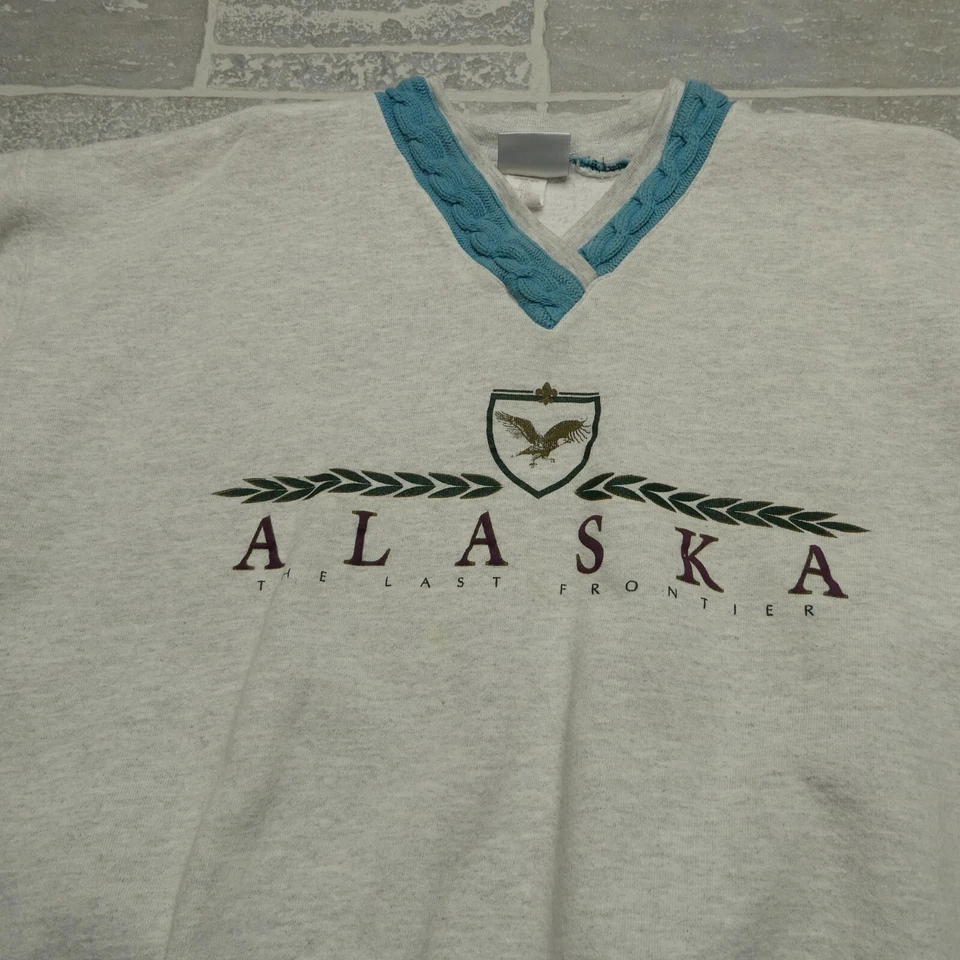 VINTAGE Alaska Sweater Womens XL Puff Ink Cable Knit Accents Beezil Sweatshirt - Image 2 of 4