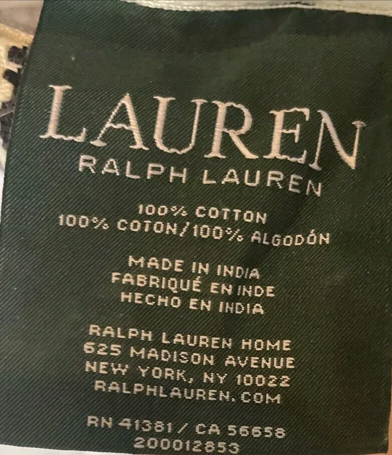 Almohada de plumas Ralph Lauren 22" Pato Walk a cuadros algodón lino tartán negro  Foto 4 de 4