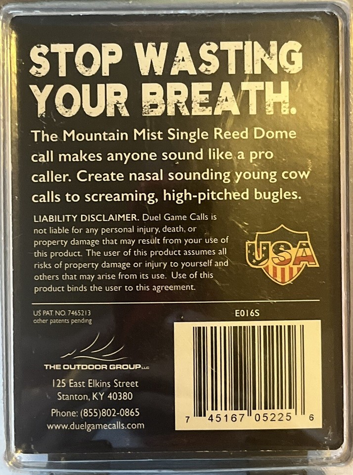 Duel Game Calls Elk Mountain Mist Single Reed Dome Mouth Call E016S