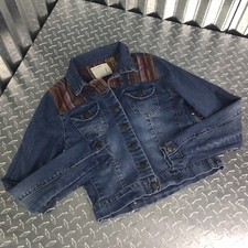 Denim Jean Jacket South Western Accent Yoke Long Sleeves Pocket Size Small