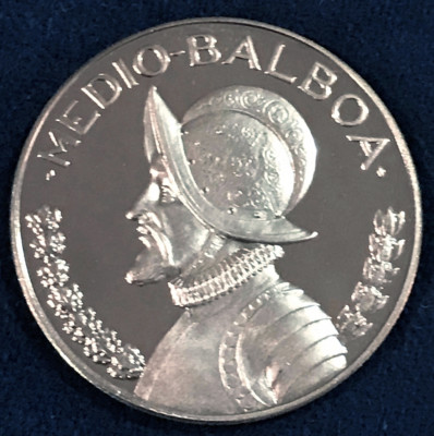 PANAMA 1/2 HALF MEDIO BALBOA PROOF 1968 COIN 30.61mm CONQUISTADOR KM#12a.1