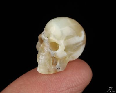 Gemstone Tiny 0.6'' Cat's Eye Opal Carved Crystal Skull, Realistic