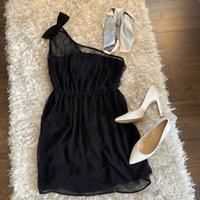 satin ruched mini dress Satin Scalloped-Bandeau Ruched Mini Dress in Black - 4