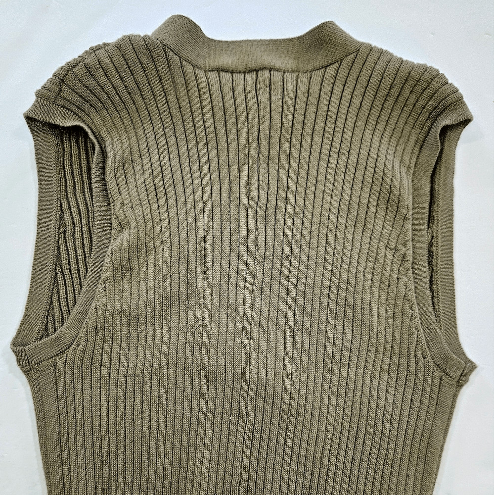 Magaschoni Olive Green Ribbed Sleeveless Knit But… - image 10