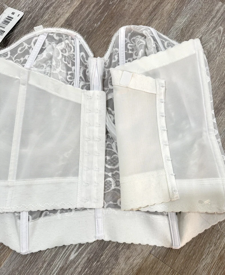 Goddess White Lace Bridal Bustier Longline Bra Size 48DD Sheer Sexy Bride - Image 4 of 4