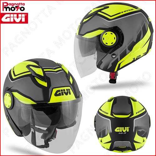 CASCO JET DOPPIA VISIERA GIVI 12.3 STRATOS SHADE MATT TITANIUM BLACK YELLOW  TITA | eBay