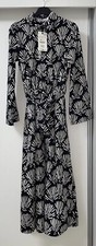 ZARA BLACK WHITE COLLARED PRINTED COTTON SHIRT DRESS WITH POCKETS SIZE S BNWT